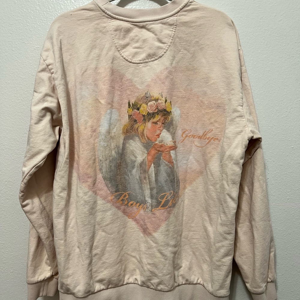 Boys Lie Cream Crew Neck Sweater with Graphic Design